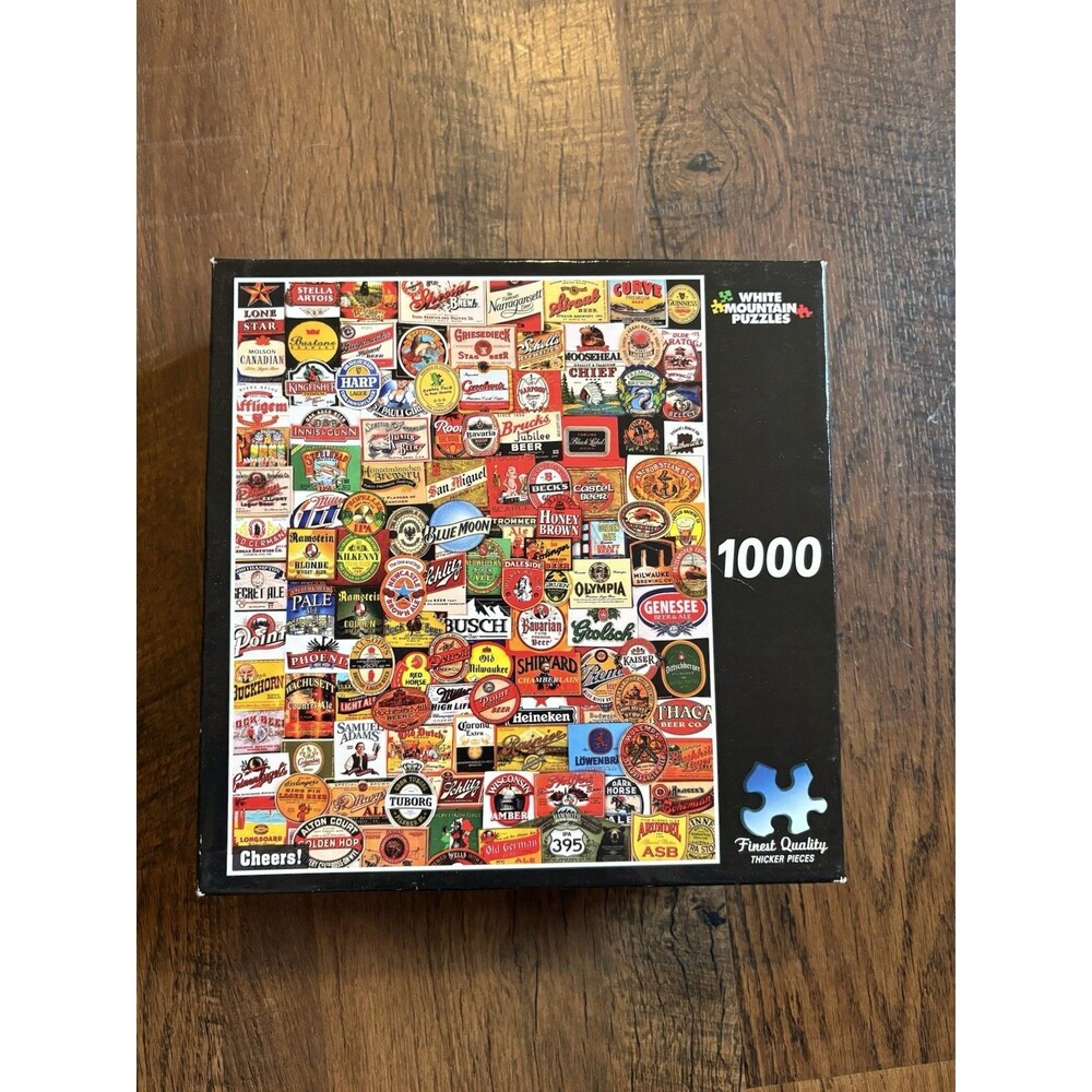 White Mountain #861T “Cheers” Beer Label 1000 Pc Puzzle 24" x 30" Complete